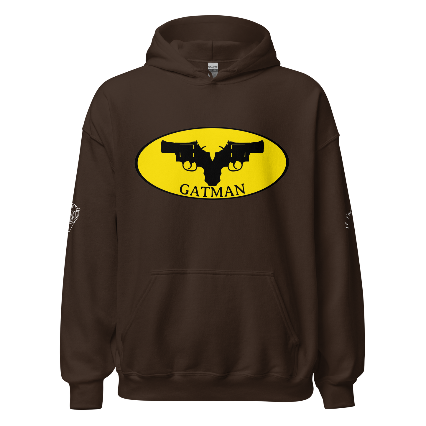 Iconic Gatman Logo Hoodie (Dark) Gildan Print
