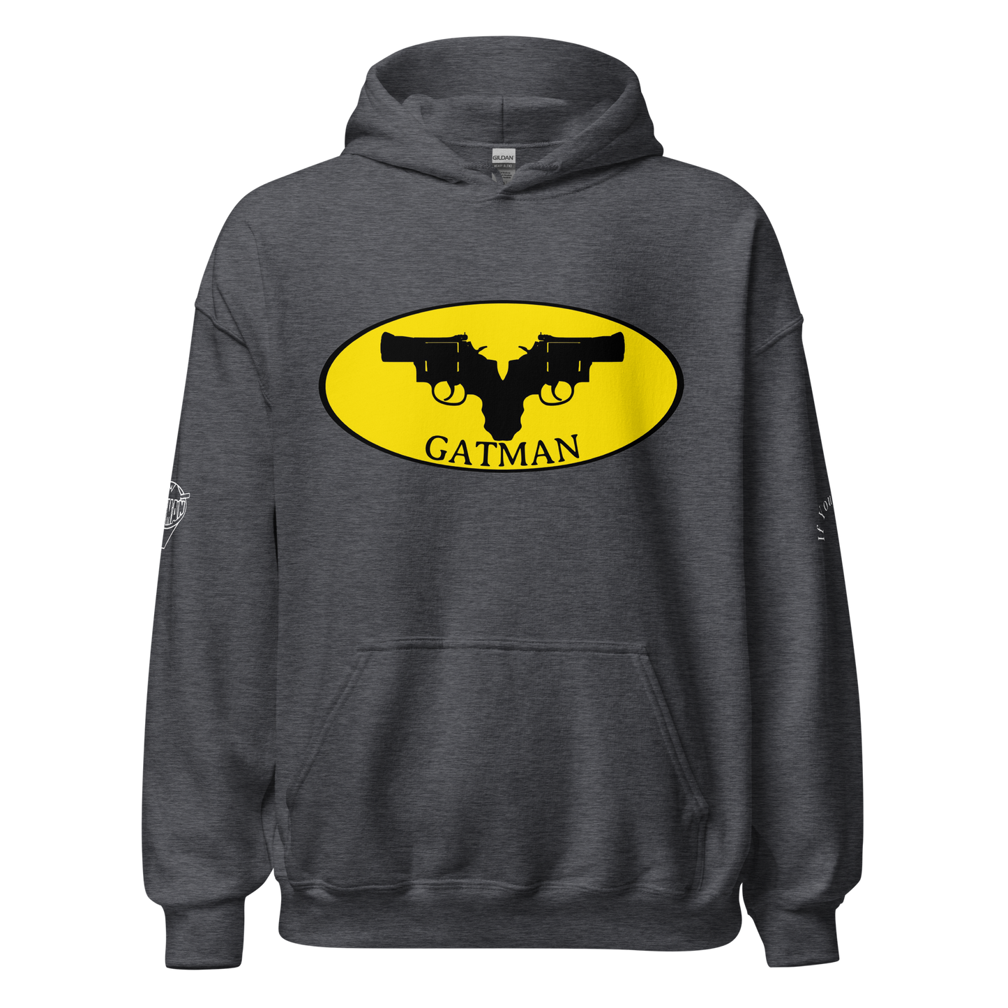 Iconic Gatman Logo Hoodie (Dark) Gildan Print