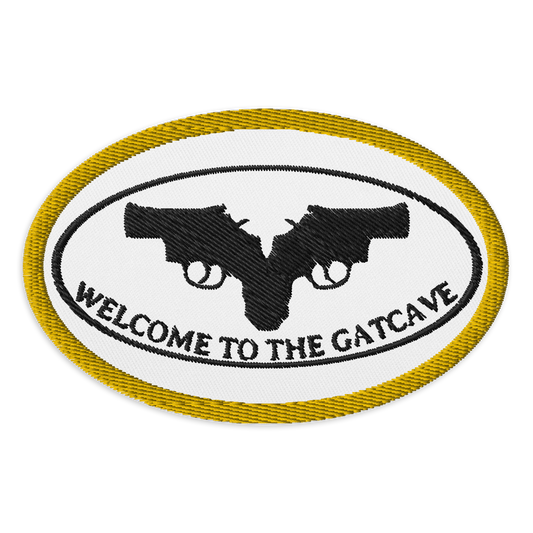 Welcome To The GatCave Embroidered Yellow Border patches