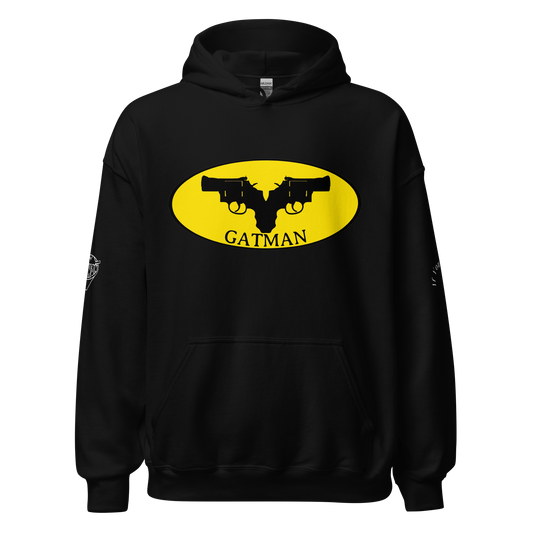 Iconic Gatman Logo Hoodie (Dark) Gildan Print