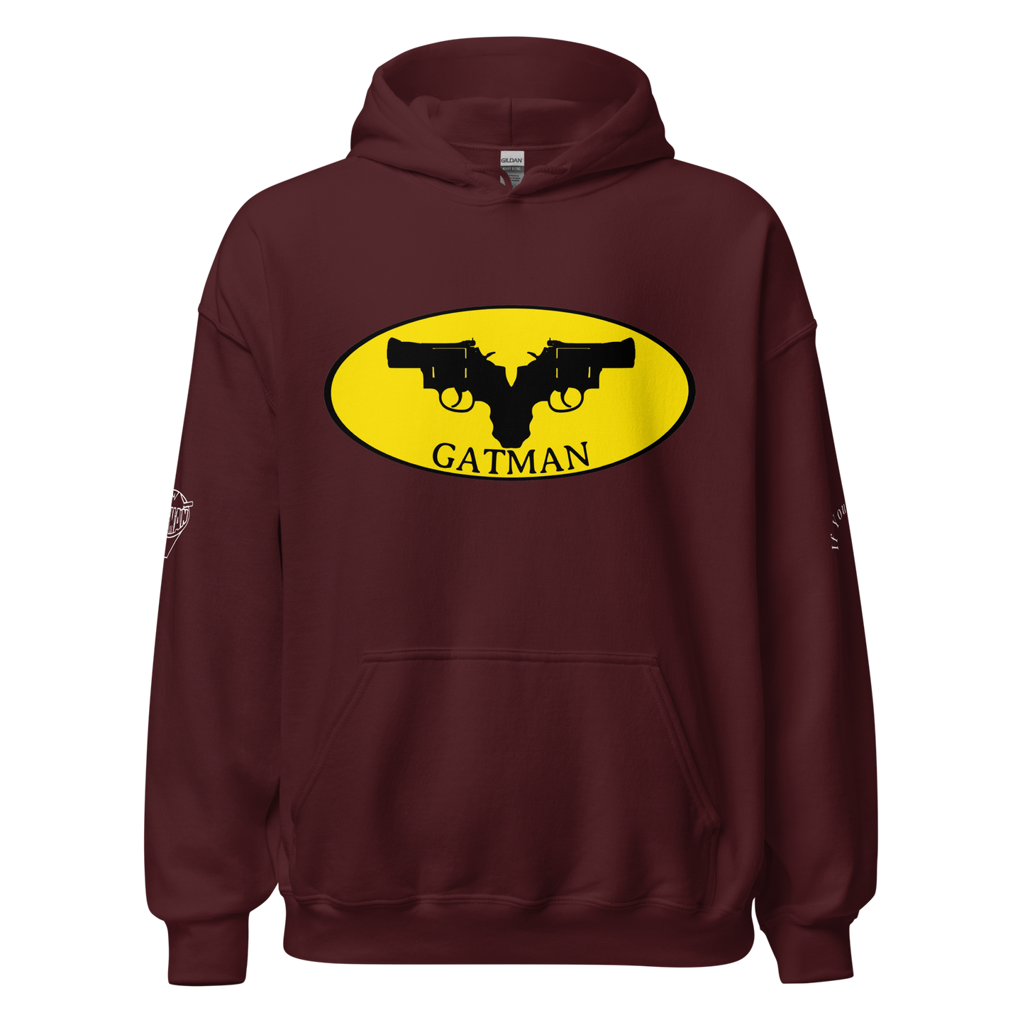 Iconic Gatman Logo Hoodie (Dark) Gildan Print