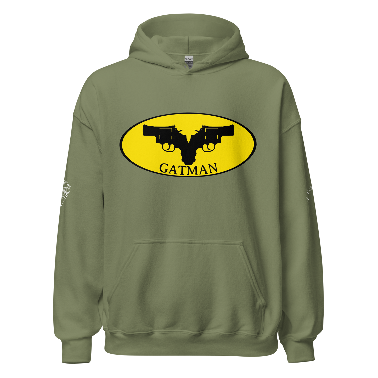 Iconic Gatman Logo Hoodie (Dark) Gildan Print