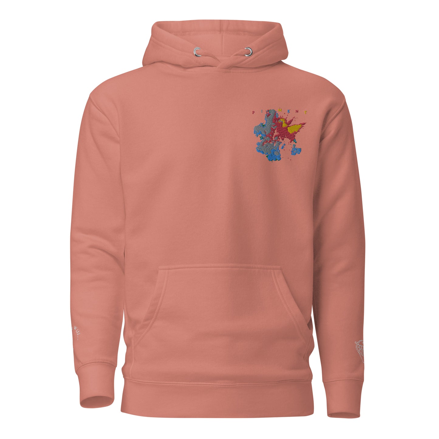 PIGMENT EMBROIDERED POCKET HOODIE (White Accents)