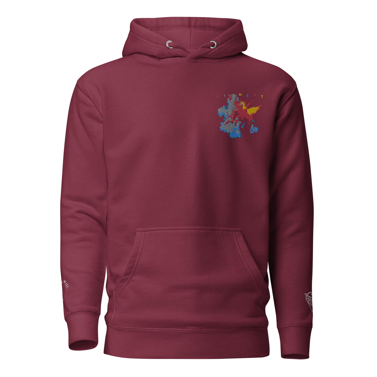 PIGMENT EMBROIDERED POCKET HOODIE (White Accents)