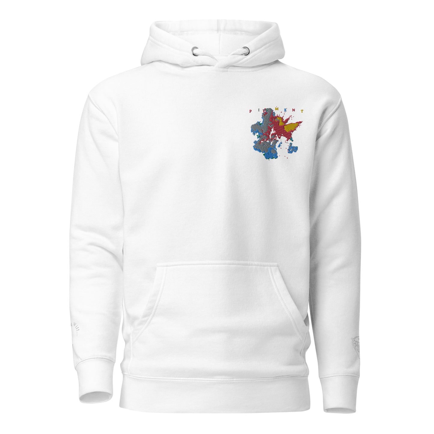 PIGMENT EMBROIDERED POCKET HOODIE (White Accents)